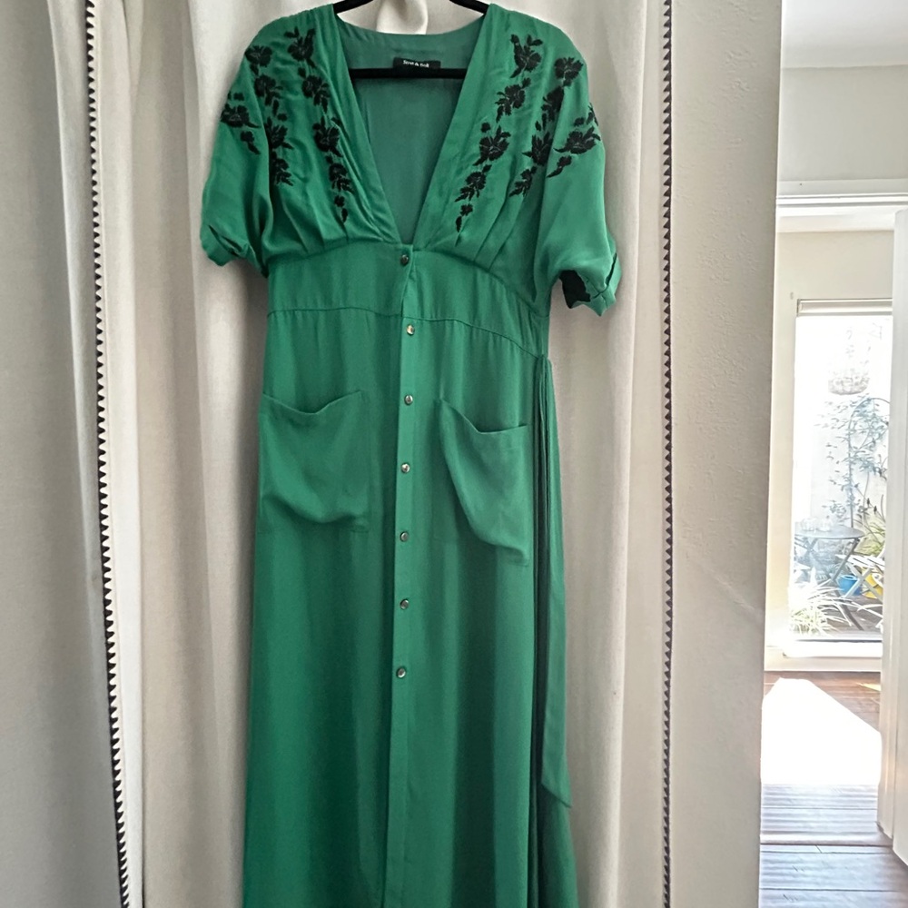 Vici green dress with black flower details